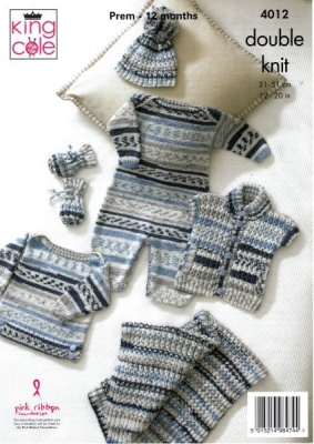 Knitting Pattern - King Cole 4012 - Cherish DK - Baby Set